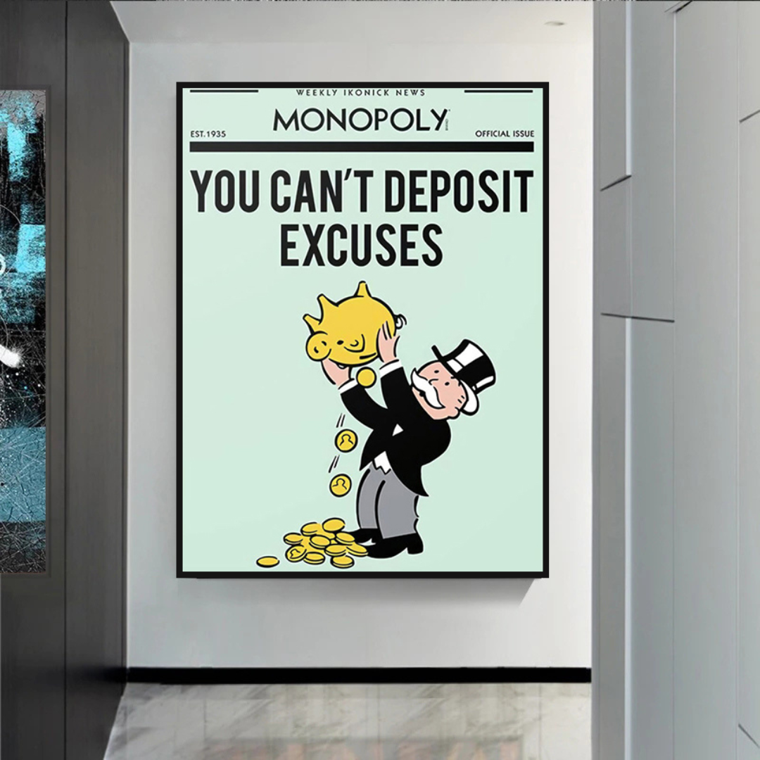 ChandeliersDecor.com-Monopoly Wall Poster-Alec Monopoly If You Can’t Deposit Excuses Play Card Canvas Wall Art