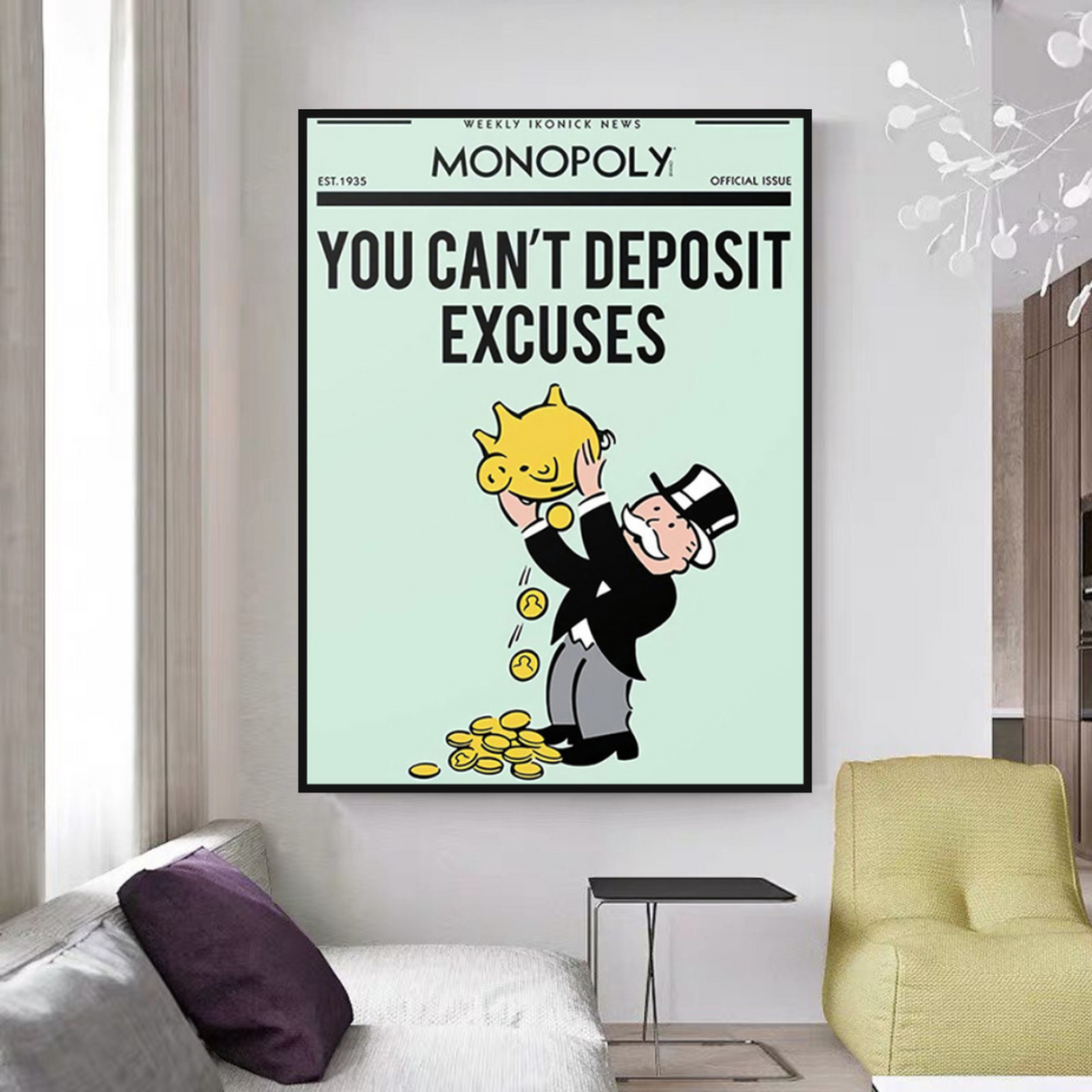ChandeliersDecor.com-Monopoly Wall Poster-Alec Monopoly If You Can’t Deposit Excuses Play Card Canvas Wall Art