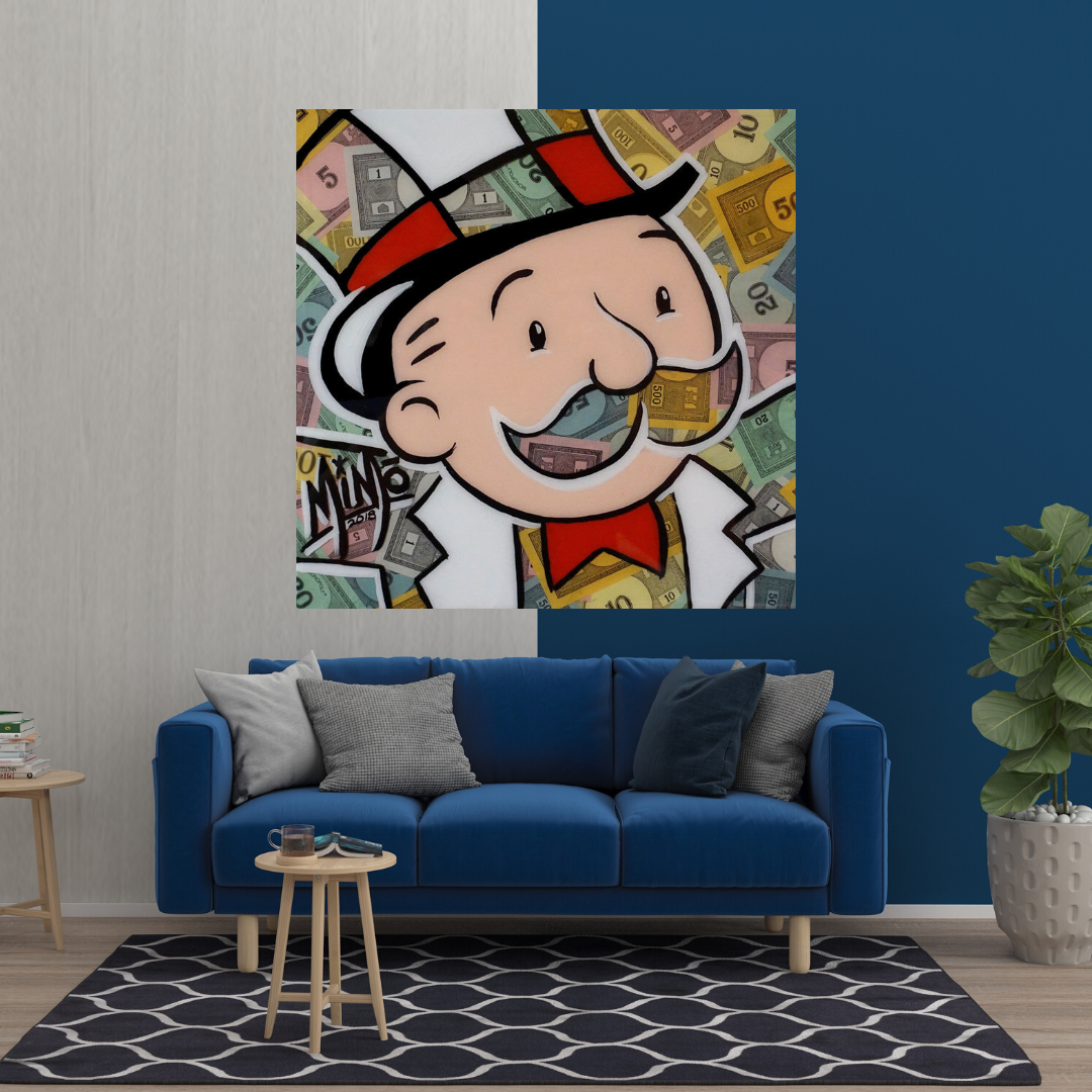 Alec Monopoly Man Premium Money Canvas Wall Art-ChandeliersDecor.com