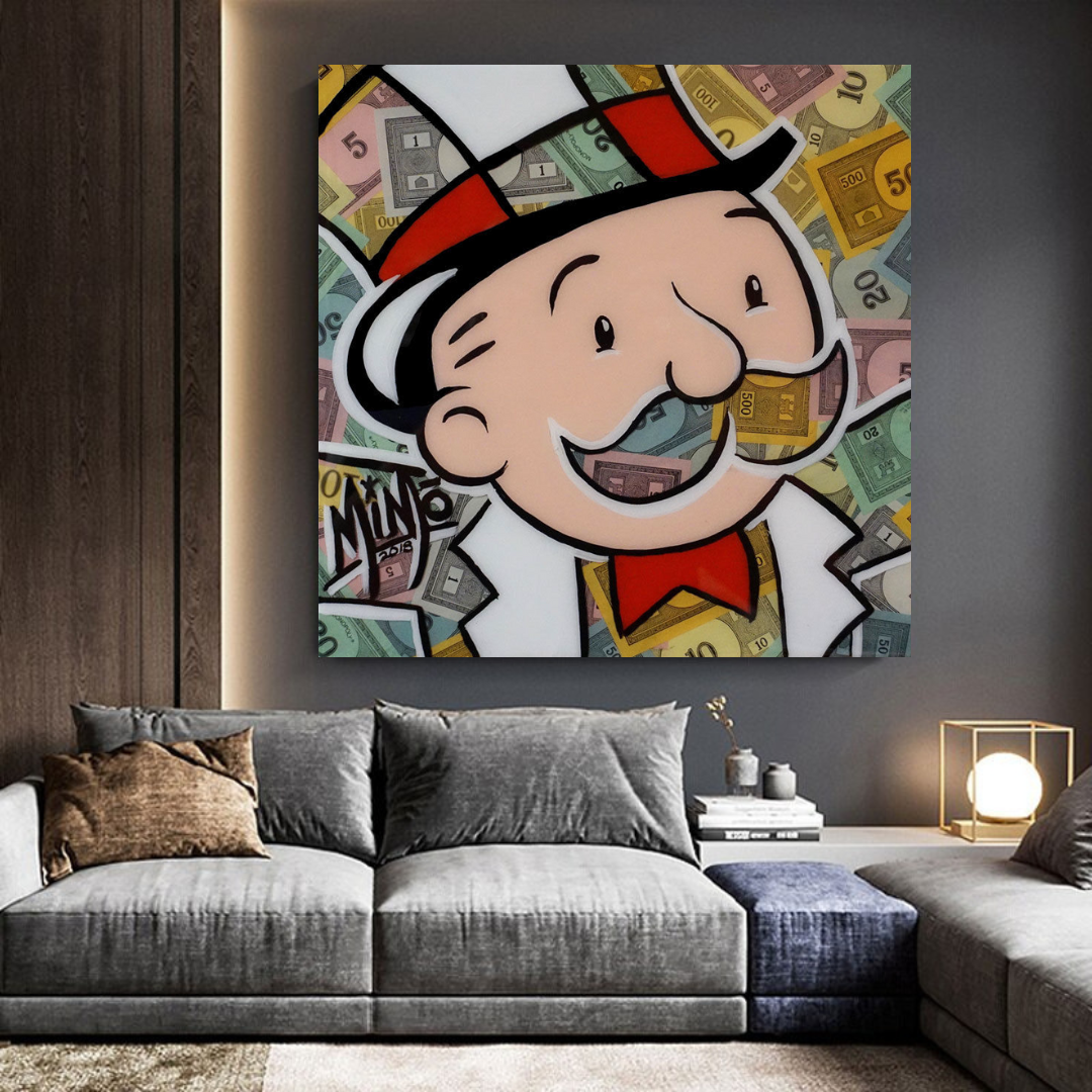 ChandeliersDecor.com-Monopoly Wall Poster-Alec Monopoly Man Premium Money Canvas Wall Art