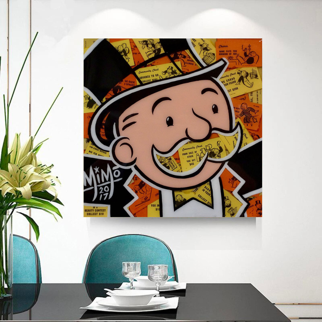 ChandeliersDecor.com-Monopoly Wall Poster-Alec Monopoly Man Premium Money Canvas Wall Art