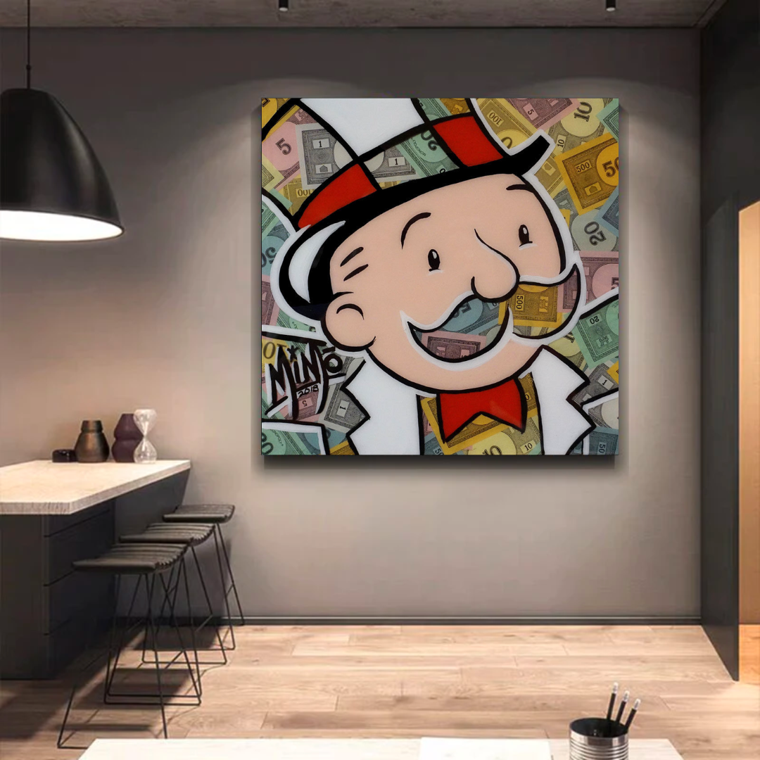 ChandeliersDecor.com-Monopoly Wall Poster-Alec Monopoly Man Premium Money Canvas Wall Art