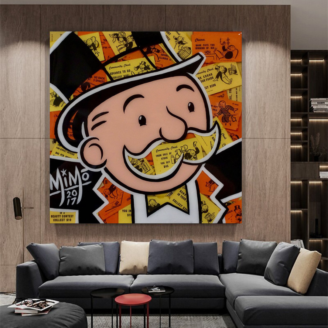 ChandeliersDecor.com-Monopoly Wall Poster-Alec Monopoly Man Premium Money Canvas Wall Art