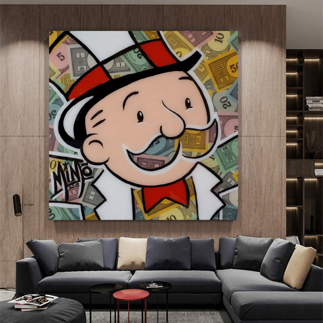 ChandeliersDecor.com-Monopoly Wall Poster-Alec Monopoly Man Premium Money Canvas Wall Art