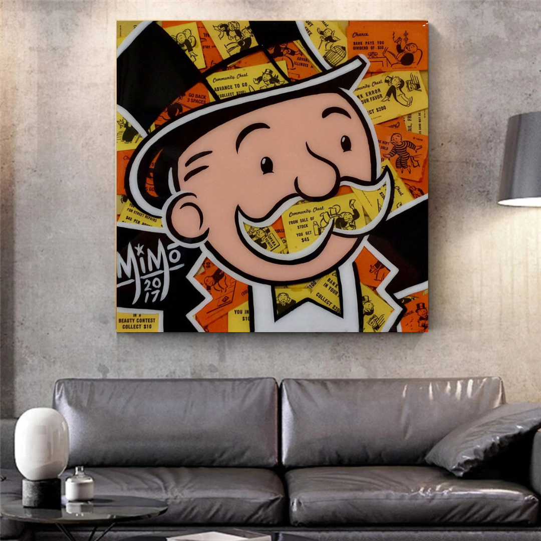 ChandeliersDecor.com-Monopoly Wall Poster-Alec Monopoly Man Premium Money Canvas Wall Art