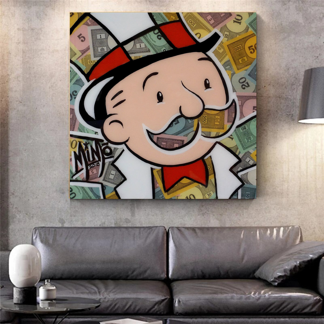 ChandeliersDecor.com-Monopoly Wall Poster-Alec Monopoly Man Premium Money Canvas Wall Art