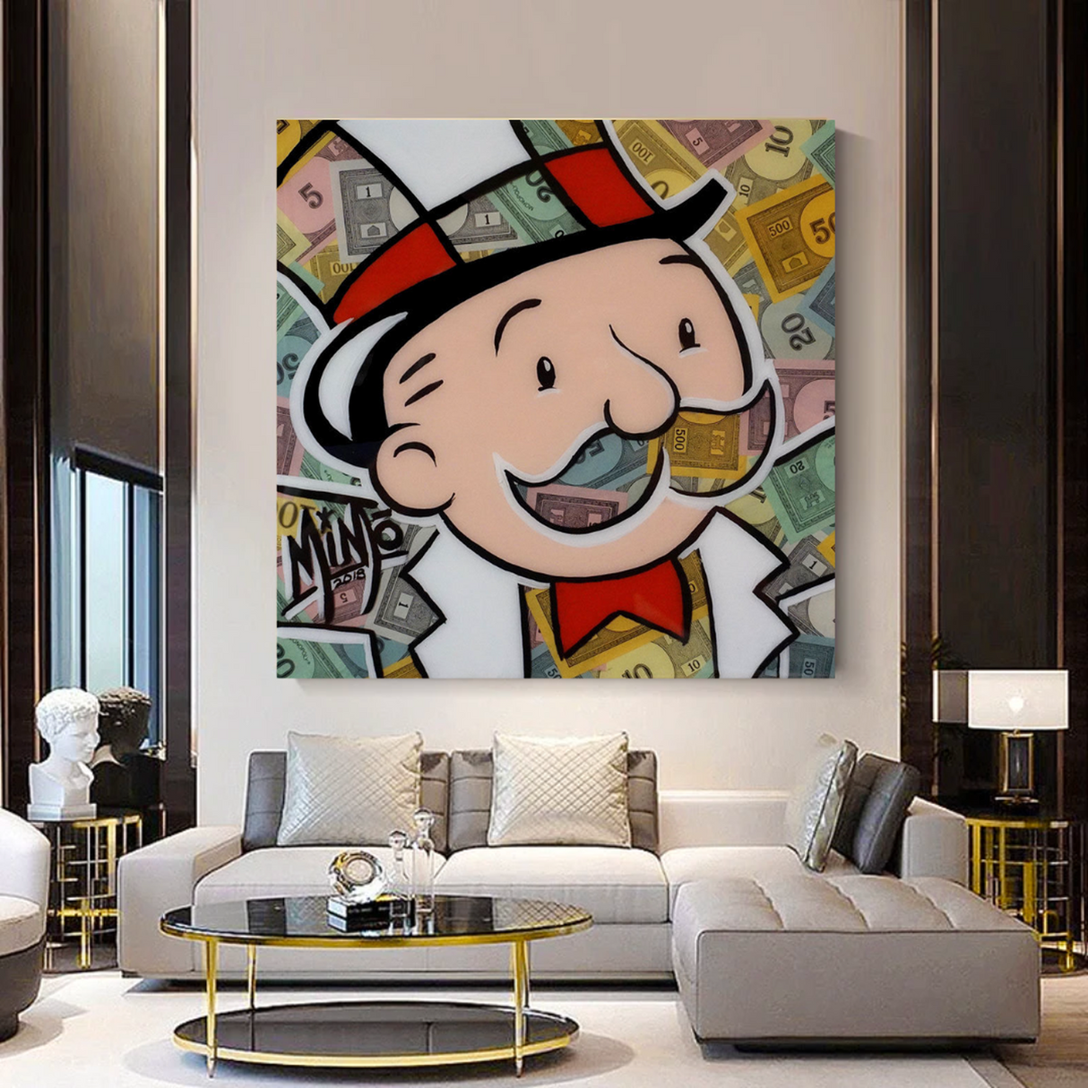 ChandeliersDecor.com-Monopoly Wall Poster-Alec Monopoly Man Premium Money Canvas Wall Art