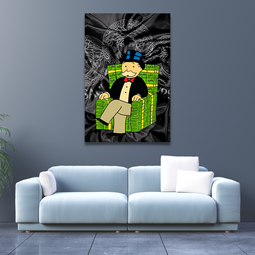 Alec Monopoly Millionaire on Dollars Canvas Print-ChandeliersDecor.com