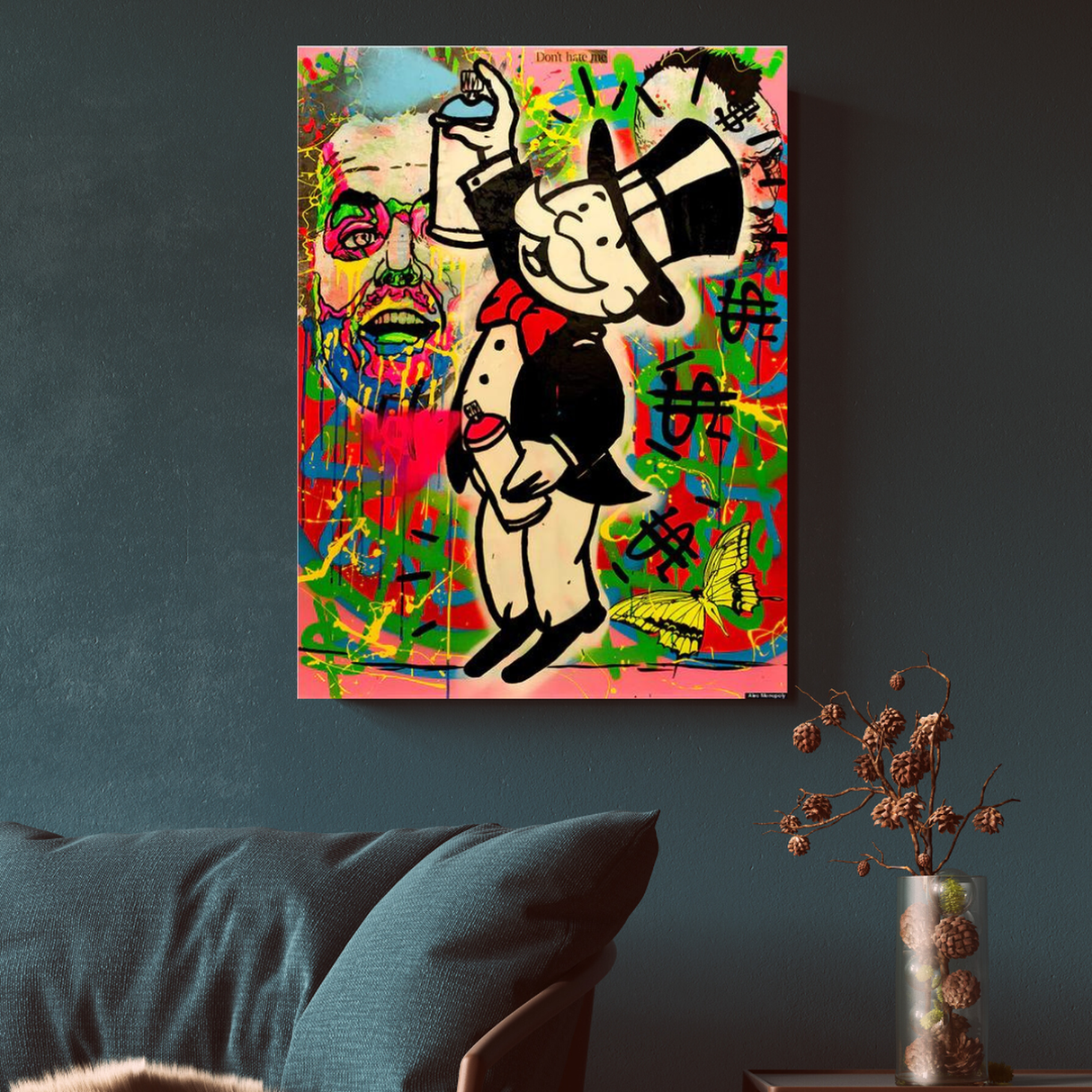Alec Monopoly Millionaire Spray Painting Wall Canvas Print-ChandeliersDecor.com
