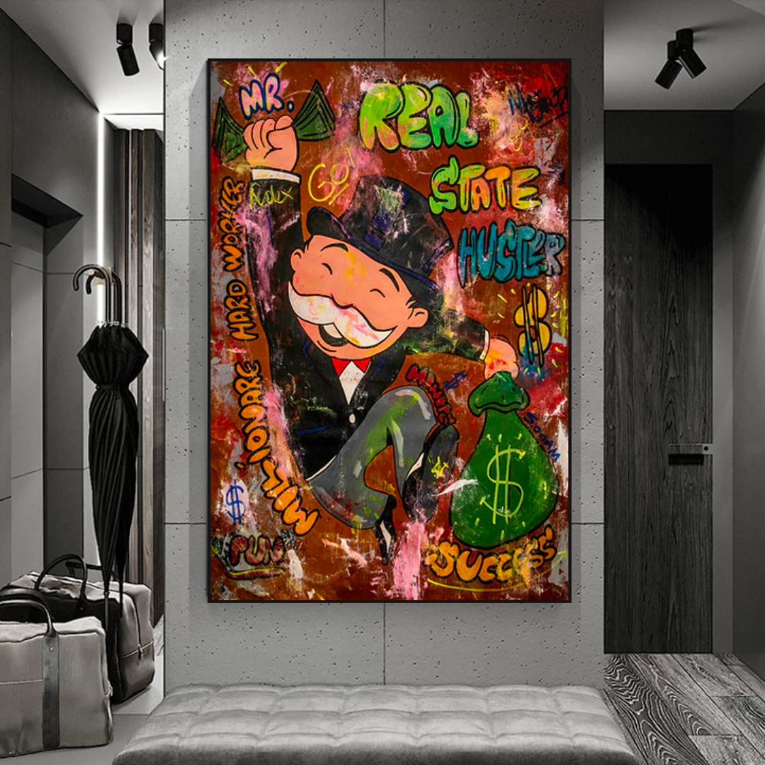 ChandeliersDecor.com-Monopoly Wall Poster-Alec Monopoly Money Man Real Estate Hustler Canvas Print