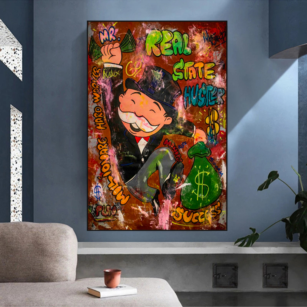 Alec Monopoly Money Man Real Estate Hustler Canvas Print-ChandeliersDecor.com