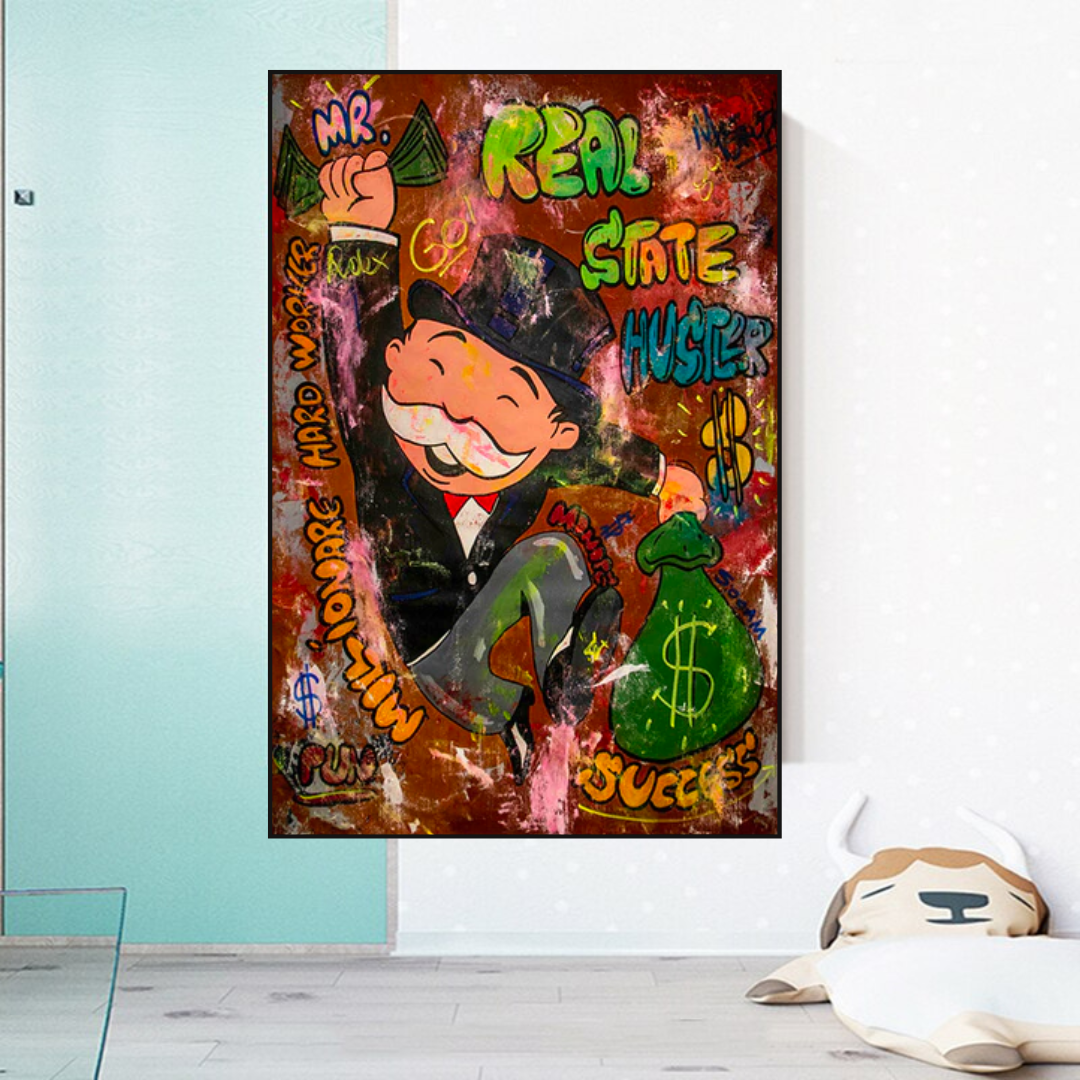 Alec Monopoly Money Man Real Estate Hustler Canvas Print-ChandeliersDecor.com