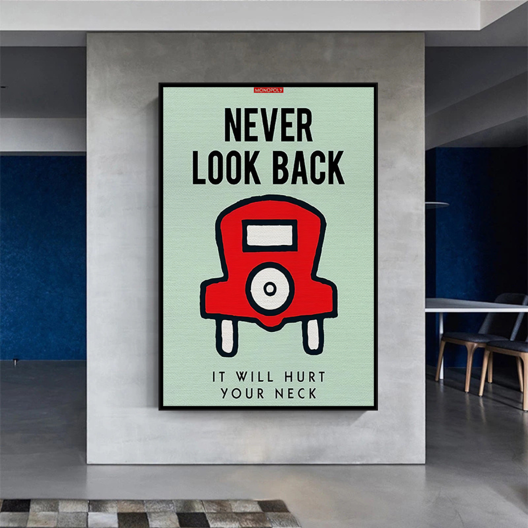 Alec Monopoly Never Look Back Play Card Canvas Wall Art-ChandeliersDecor.com