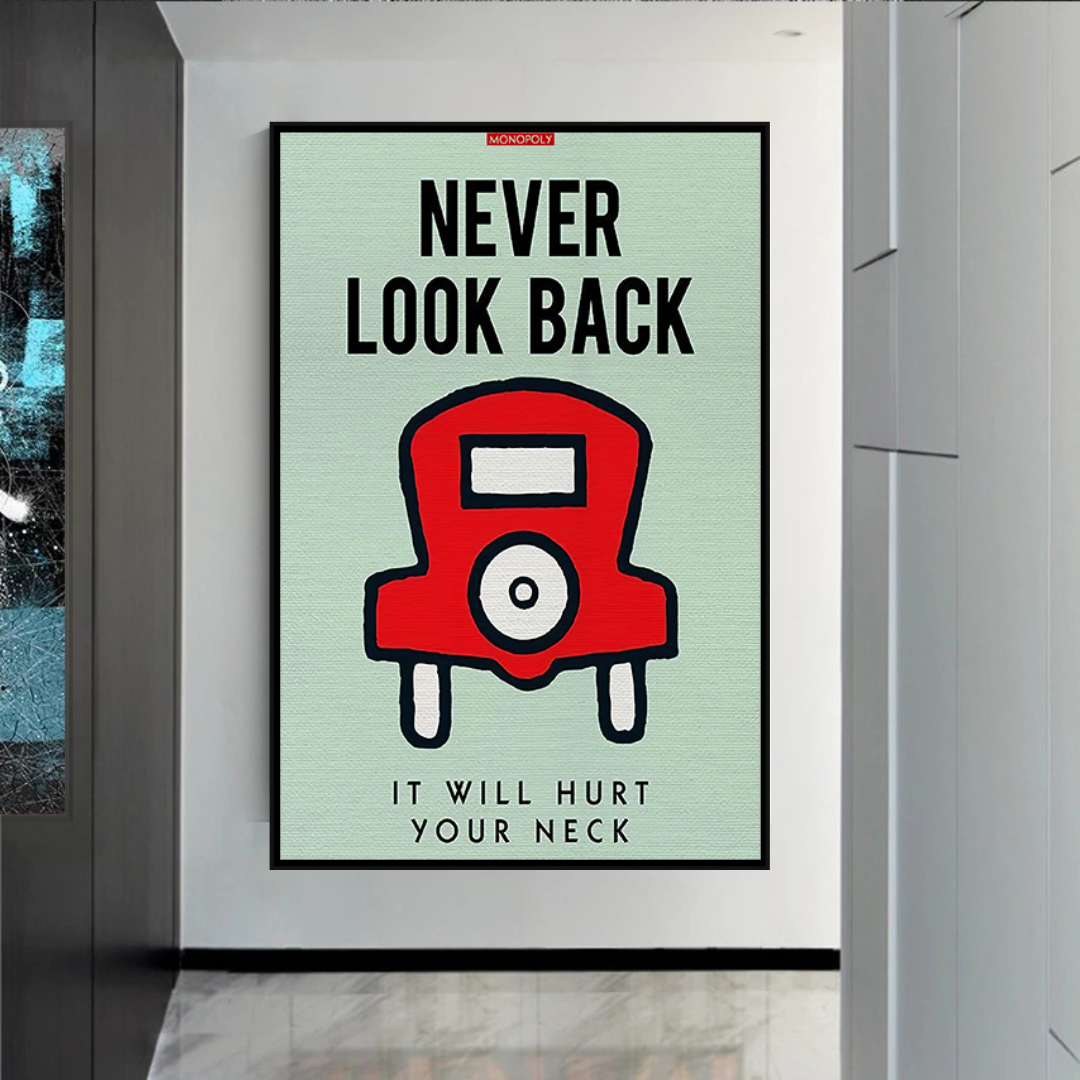 Alec Monopoly Never Look Back Play Card Canvas Wall Art-ChandeliersDecor.com