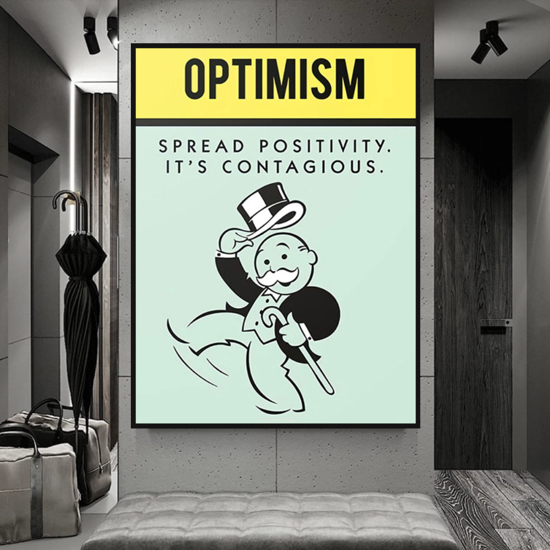 ChandeliersDecor.com-Monopoly Wall Poster-Alec Monopoly Optimism Play Card Canvas Wall Art