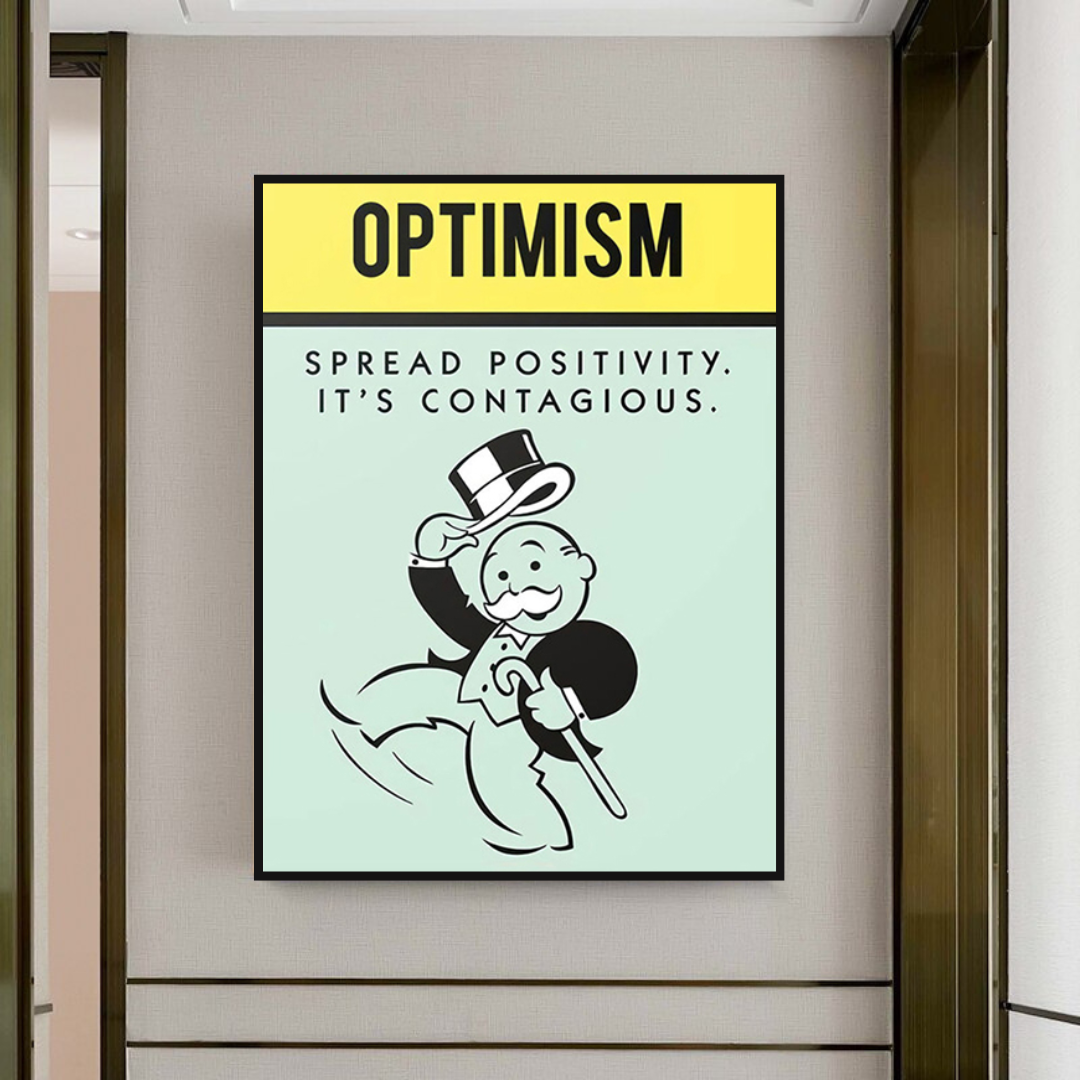 ChandeliersDecor.com-Monopoly Wall Poster-Alec Monopoly Optimism Play Card Canvas Wall Art