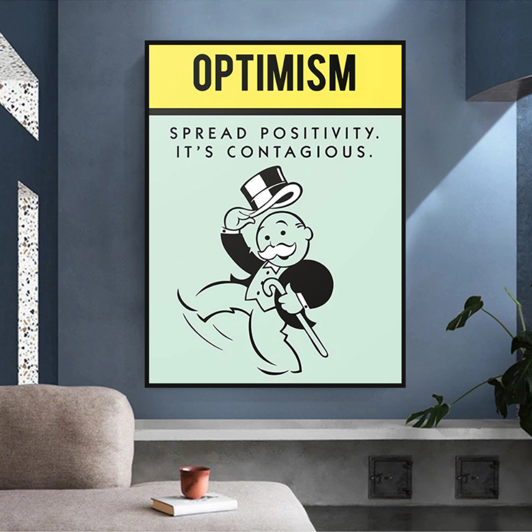 ChandeliersDecor.com-Monopoly Wall Poster-Alec Monopoly Optimism Play Card Canvas Wall Art