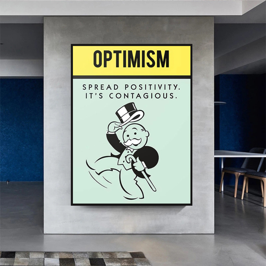 ChandeliersDecor.com-Monopoly Wall Poster-Alec Monopoly Optimism Play Card Canvas Wall Art