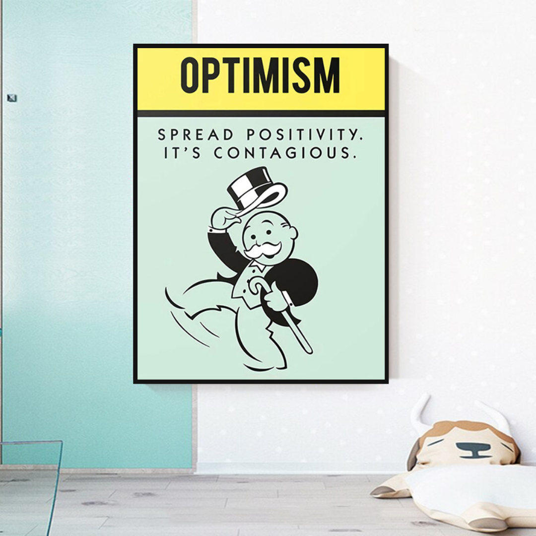 Alec Monopoly Optimism Play Card Canvas Wall Art-ChandeliersDecor.com