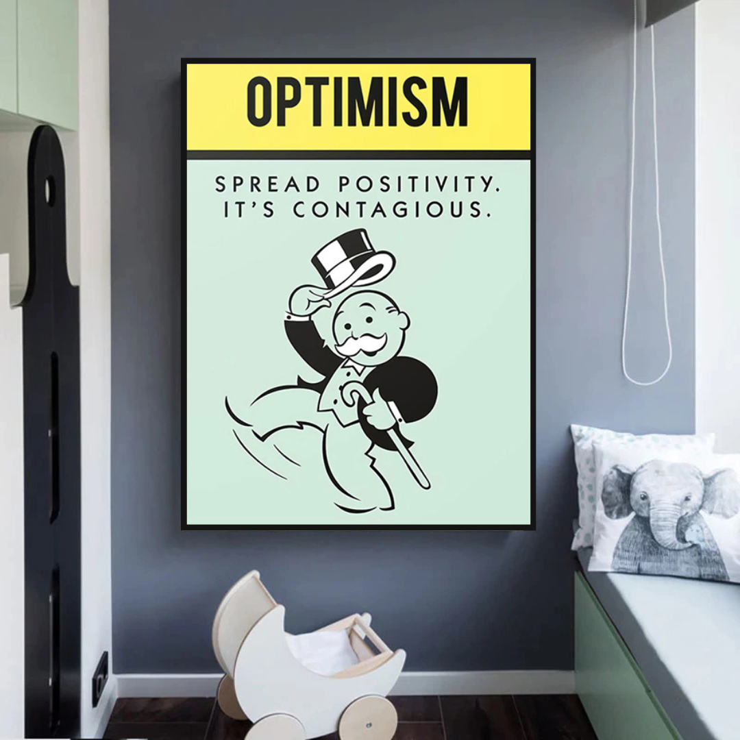 ChandeliersDecor.com-Monopoly Wall Poster-Alec Monopoly Optimism Play Card Canvas Wall Art