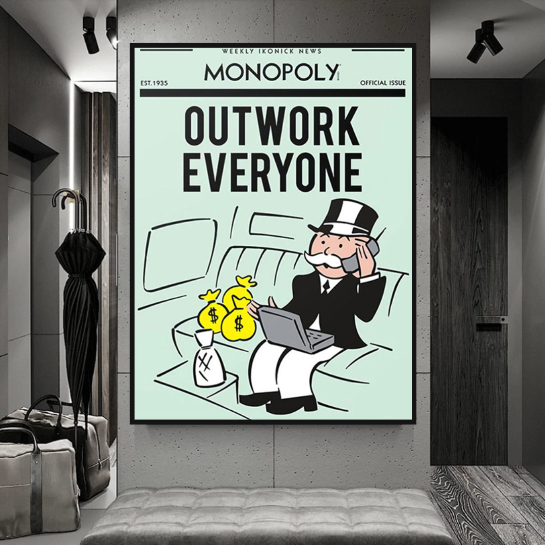 ChandeliersDecor.com-Monopoly Wall Poster-Alec Monopoly Outwork Everyone Play Card Canvas Wall Art