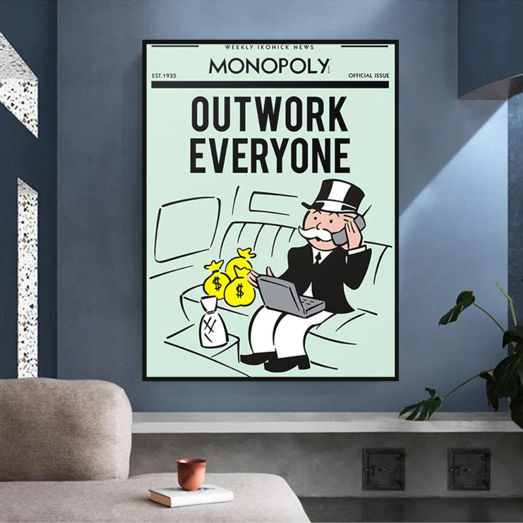 ChandeliersDecor.com-Monopoly Wall Poster-Alec Monopoly Outwork Everyone Play Card Canvas Wall Art