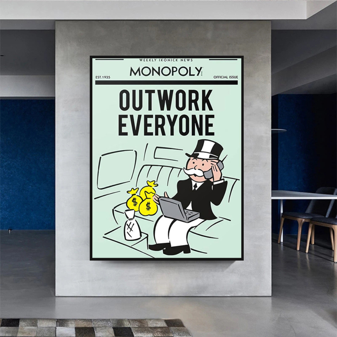 ChandeliersDecor.com-Monopoly Wall Poster-Alec Monopoly Outwork Everyone Play Card Canvas Wall Art