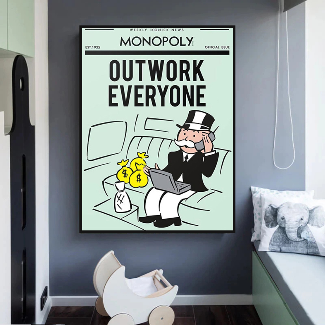 ChandeliersDecor.com-Monopoly Wall Poster-Alec Monopoly Outwork Everyone Play Card Canvas Wall Art
