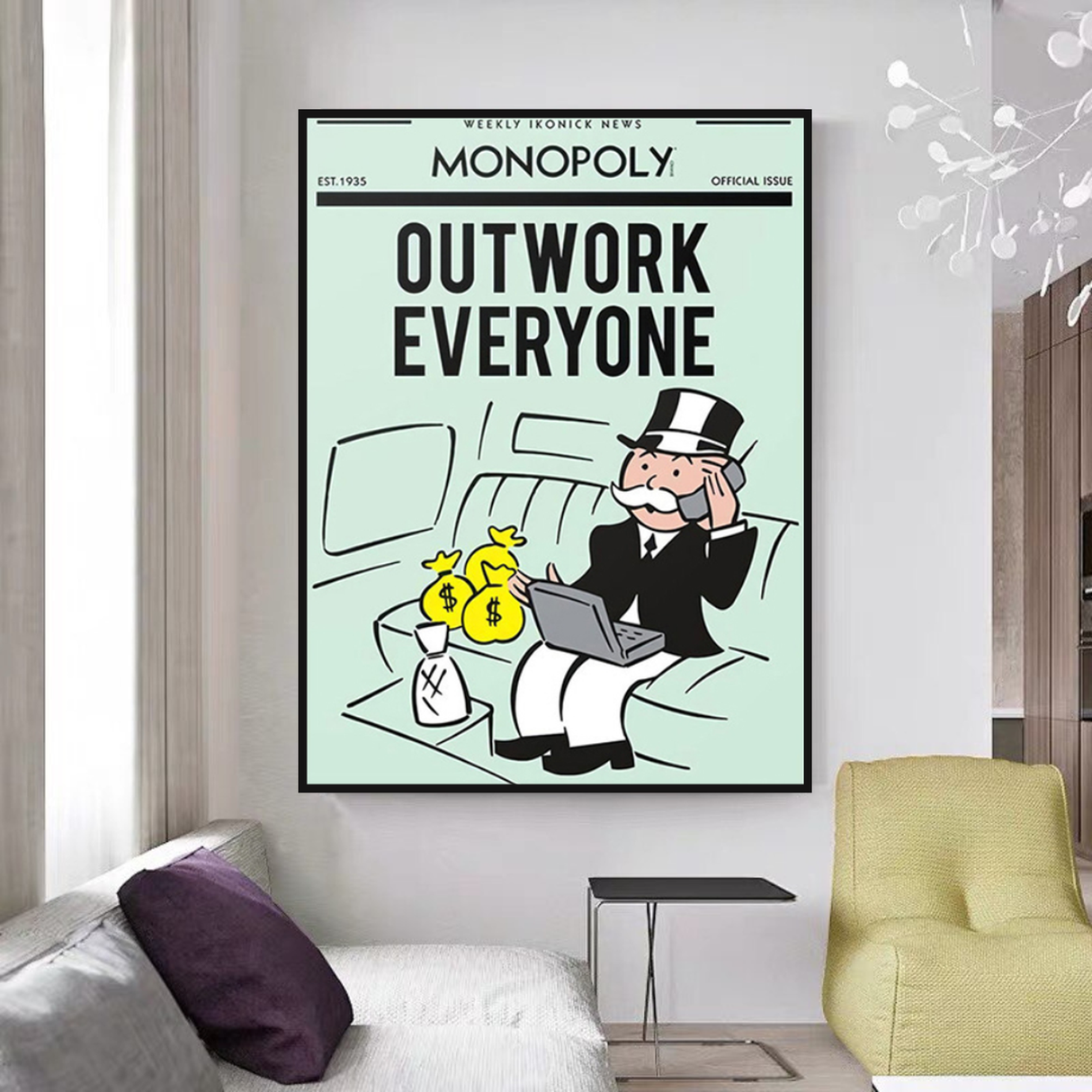 Alec Monopoly Outwork Everyone Play Card Canvas Wall Art-ChandeliersDecor.com
