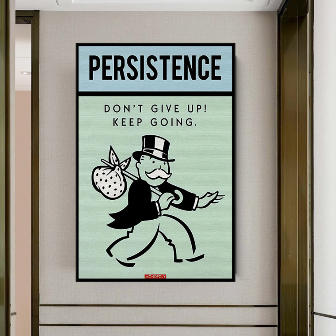 ChandeliersDecor.com-Monopoly Wall Poster-Alec Monopoly Persistence Dont Give Up Play Card Canvas Wall Art