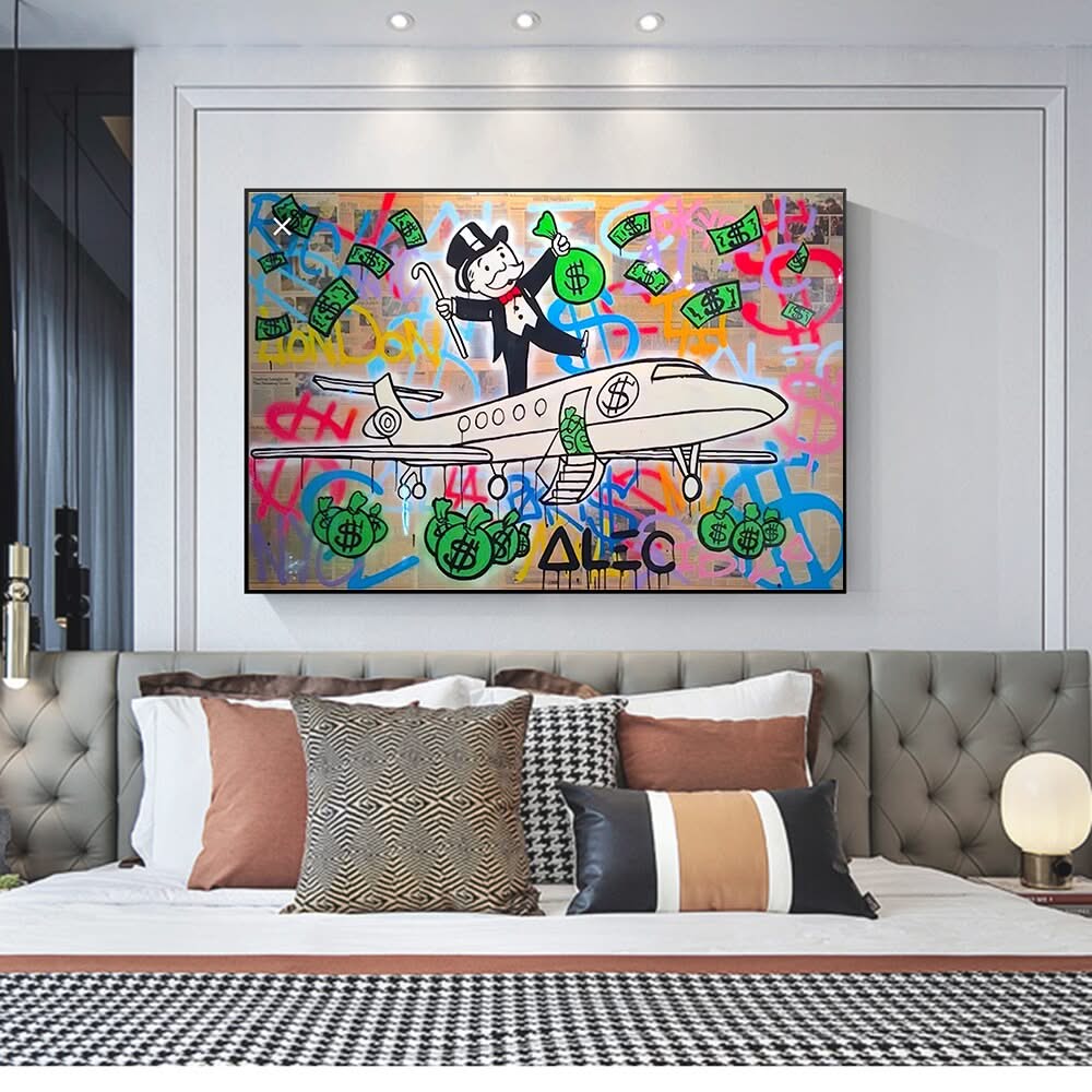 Alec Monopoly Private Jet Canvas Print-ChandeliersDecor.com