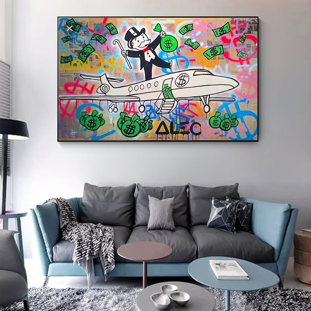 Alec Monopoly Private Jet Canvas Print-ChandeliersDecor.com
