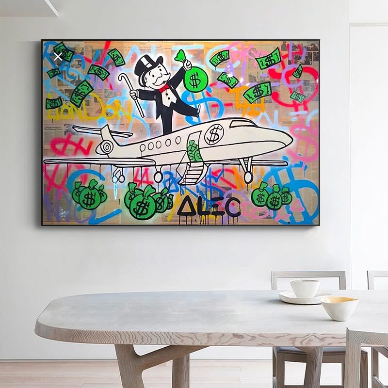 Alec Monopoly Private Jet Canvas Print-ChandeliersDecor.com