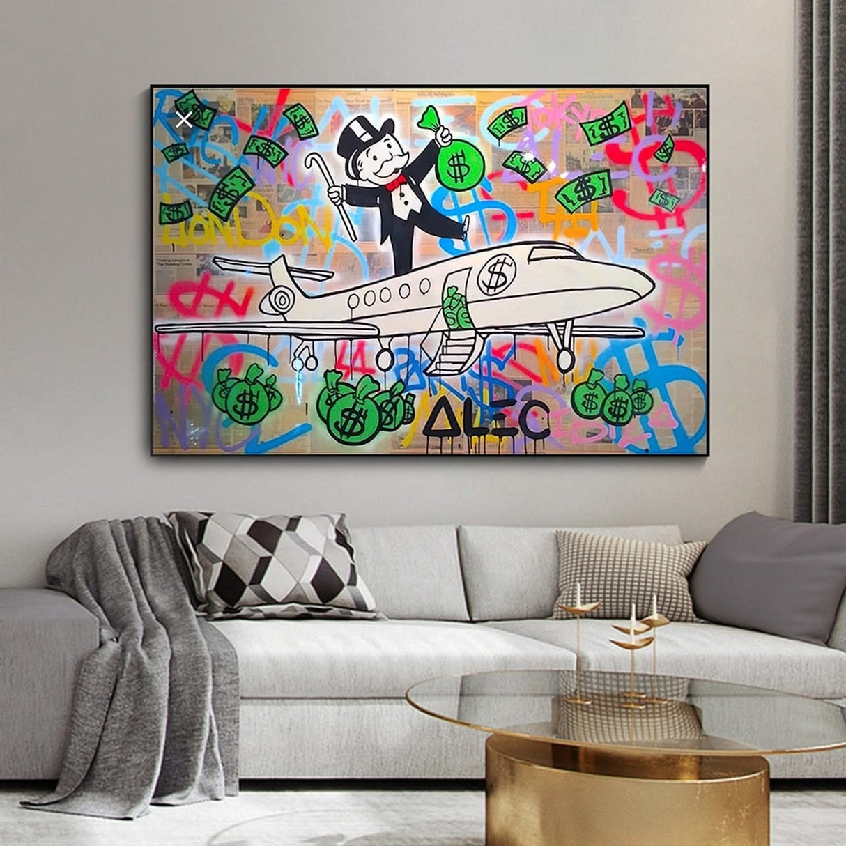 Alec Monopoly Private Jet Canvas Print-ChandeliersDecor.com