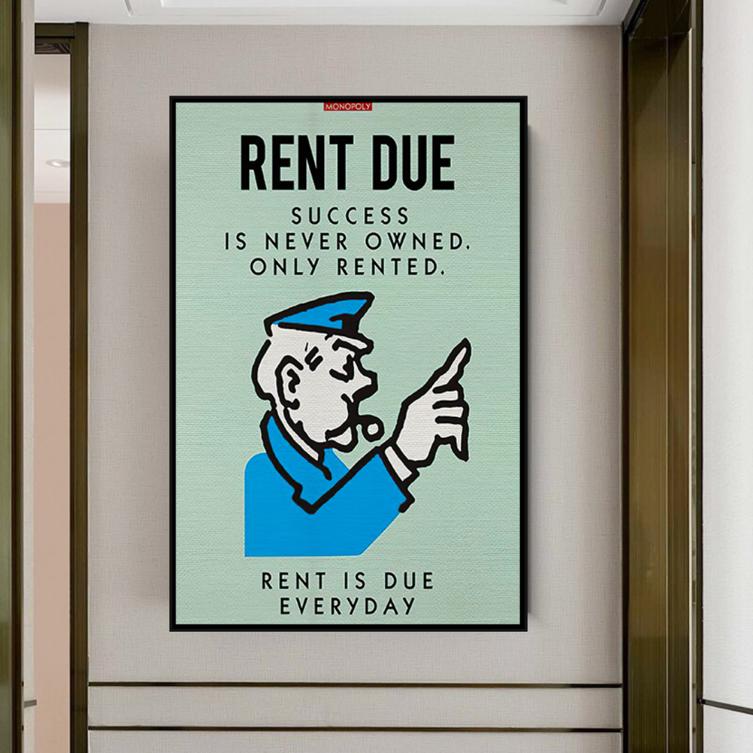 ChandeliersDecor.com-Monopoly Wall Poster-Alec Monopoly Rent Due Play Card Canvas Wall Art