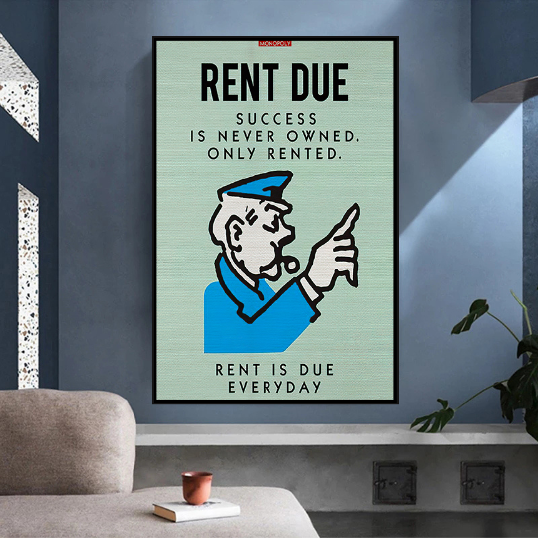 Alec Monopoly Rent Due Play Card Canvas Wall Art-ChandeliersDecor.com