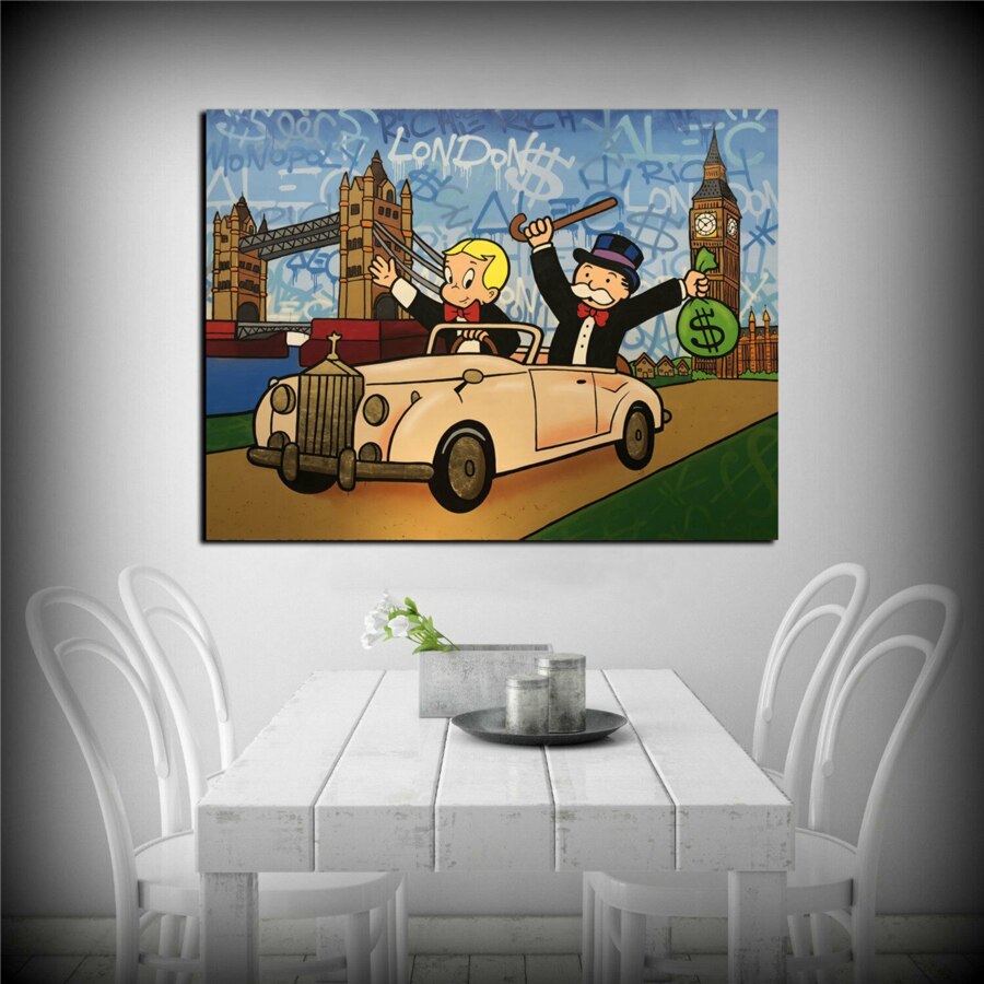 ChandeliersDecor.com-Monopoly Wall Poster-Alec Monopoly Richie Rich Money Canvas Wall Art