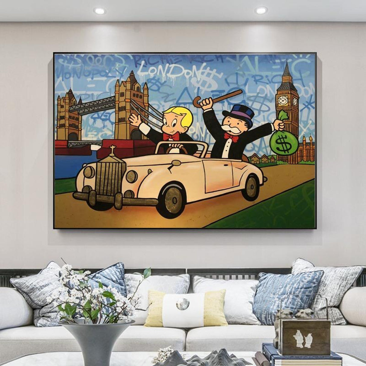 ChandeliersDecor.com-Monopoly Wall Poster-Alec Monopoly Richie Rich Money Canvas Wall Art
