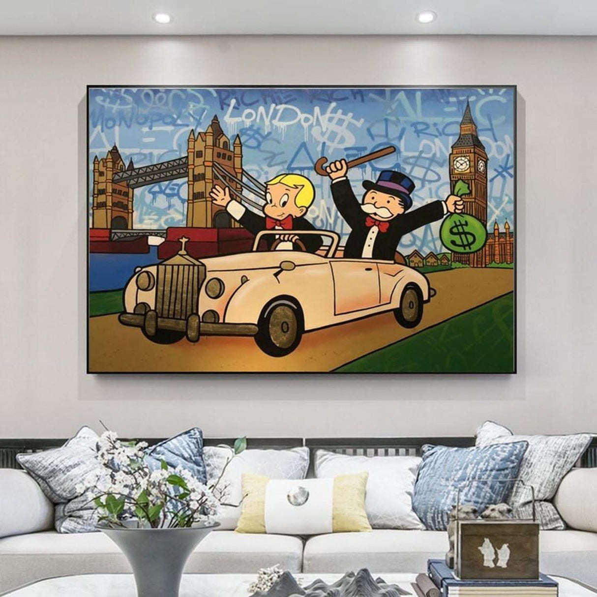 Alec Monopoly Richie Rich Money Canvas Wall Art-ChandeliersDecor.com