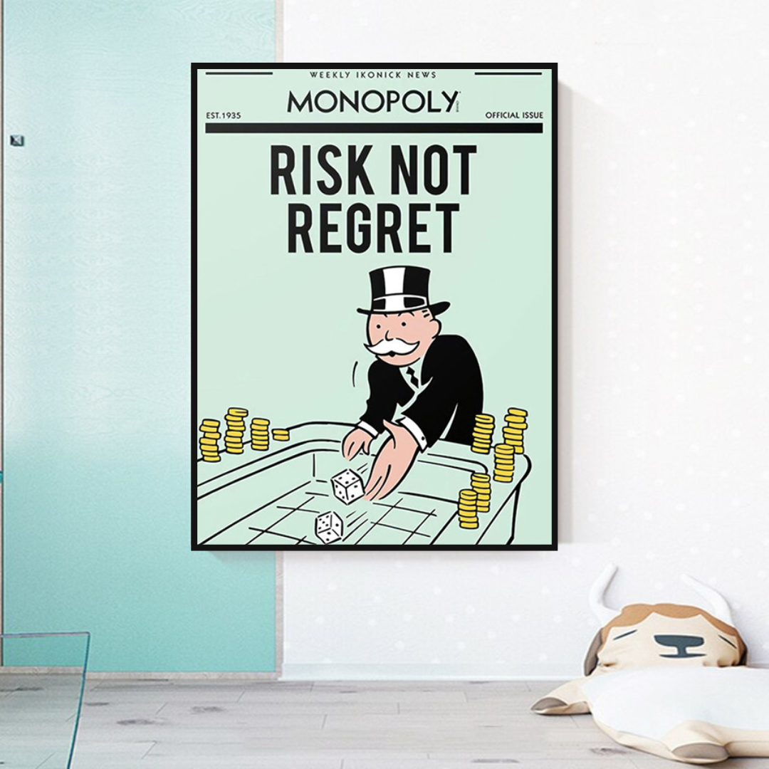 Alec Monopoly Risk Not Regret Play Card Canvas Wall Art-ChandeliersDecor.com