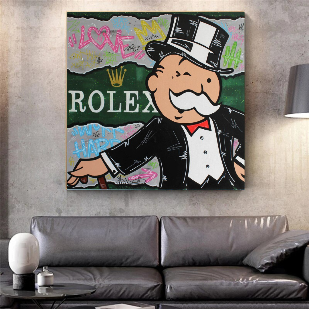 Alec Monopoly Rolex Money Man Canvas Print-ChandeliersDecor.com