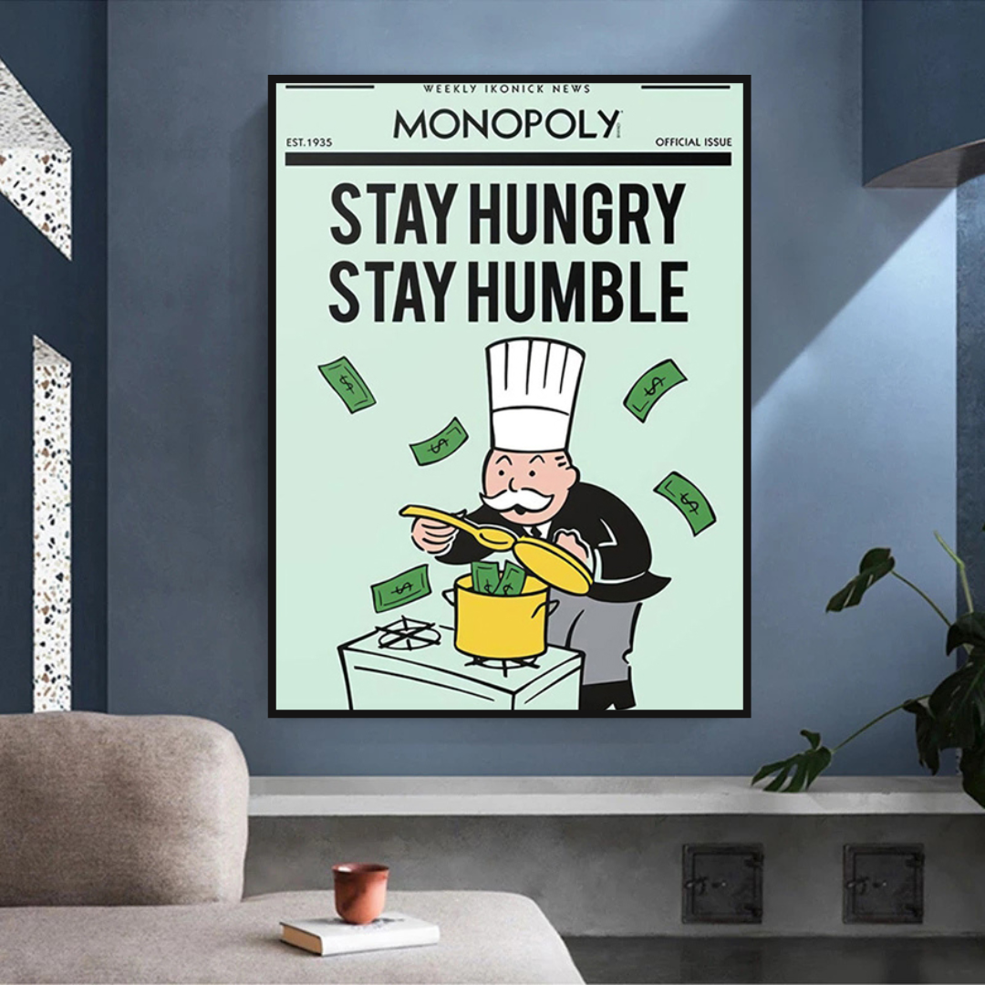 ChandeliersDecor.com-Monopoly Wall Poster-Alec Monopoly Stay Hungry Stay Humble Play Card Canvas Wall Art