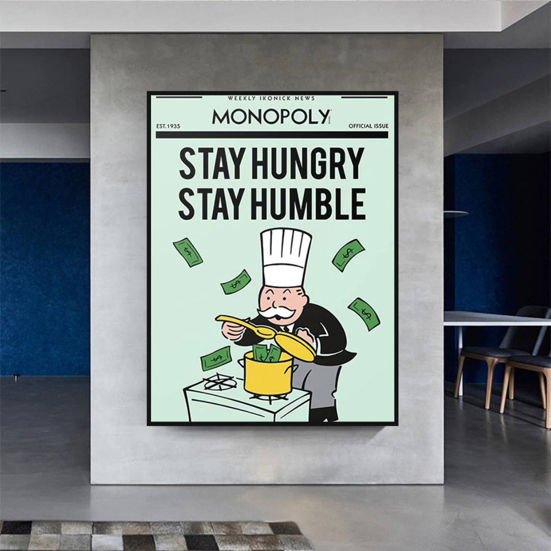 ChandeliersDecor.com-Monopoly Wall Poster-Alec Monopoly Stay Hungry Stay Humble Play Card Canvas Wall Art