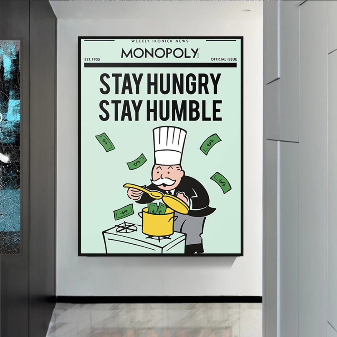 ChandeliersDecor.com-Monopoly Wall Poster-Alec Monopoly Stay Hungry Stay Humble Play Card Canvas Wall Art