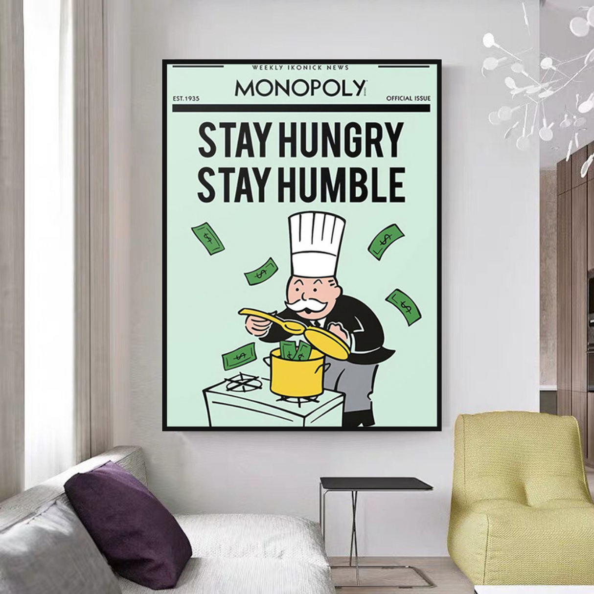 ChandeliersDecor.com-Monopoly Wall Poster-Alec Monopoly Stay Hungry Stay Humble Play Card Canvas Wall Art