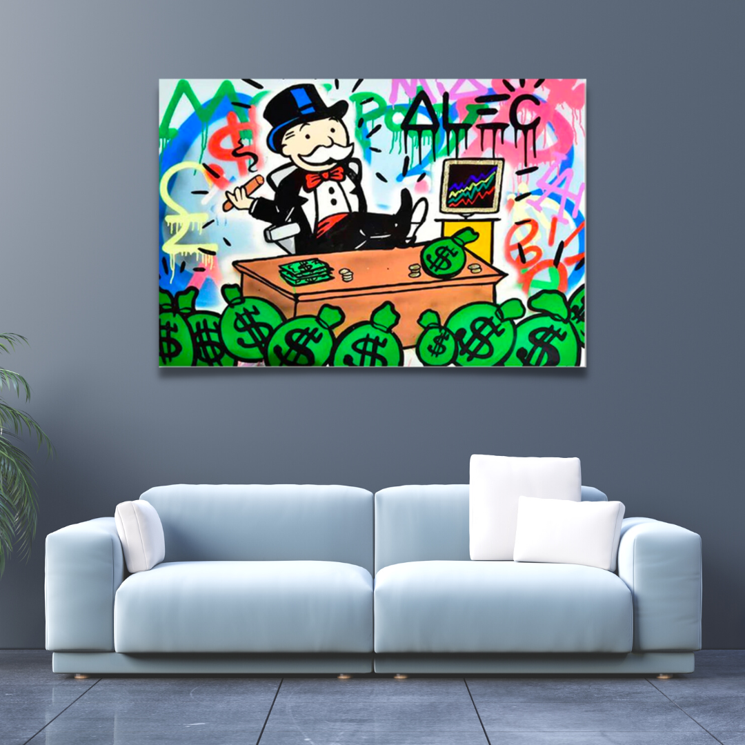 ChandeliersDecor.com-Monopoly Wall Poster-Alec Monopoly Stock Broker Art: Millionaire Canvas Print