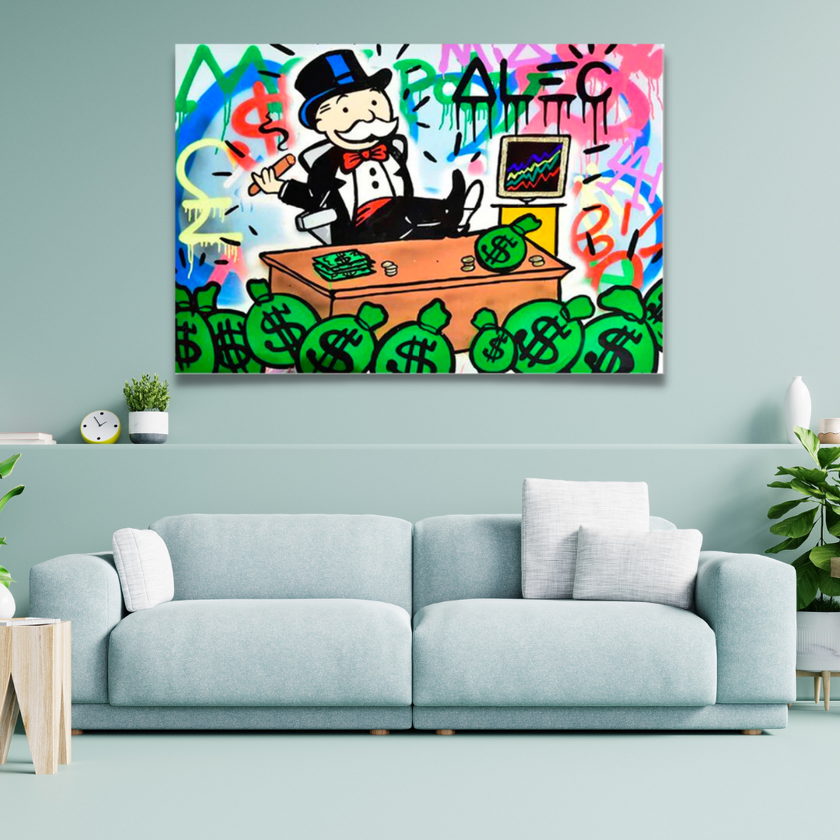 ChandeliersDecor.com-Monopoly Wall Poster-Alec Monopoly Stock Broker Art: Millionaire Canvas Print