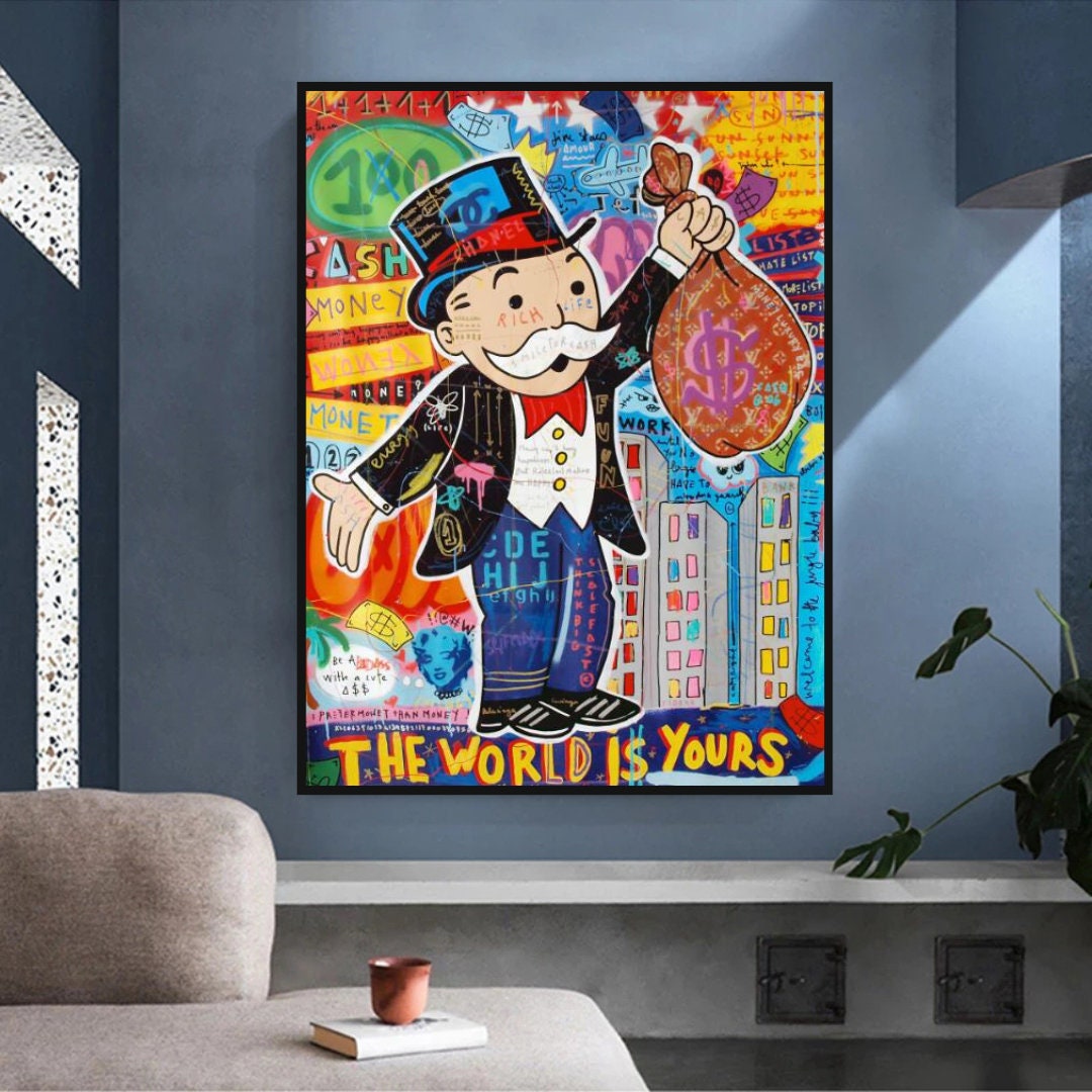 ChandeliersDecor.com-Monopoly Wall Poster-Alec Monopoly The World is Yours Canvas Print