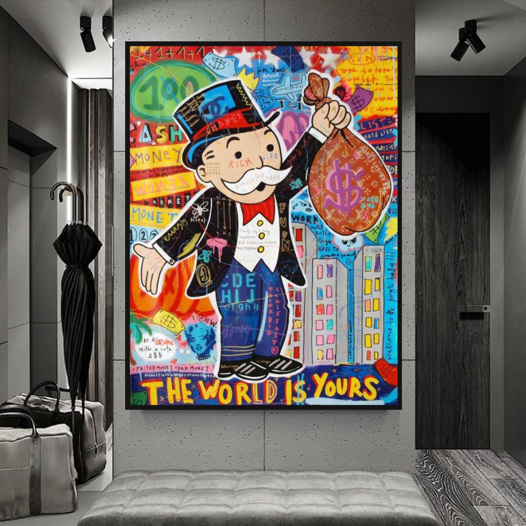 ChandeliersDecor.com-Monopoly Wall Poster-Alec Monopoly The World is Yours Canvas Print