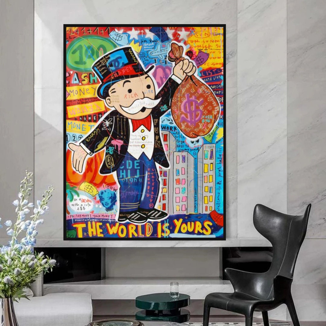 ChandeliersDecor.com-Monopoly Wall Poster-Alec Monopoly The World is Yours Canvas Print